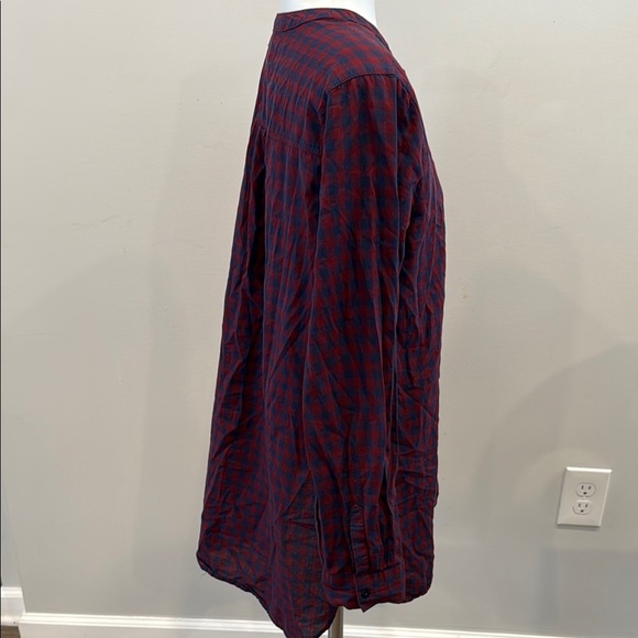 Old Navy Large Poplin Plaid Tunic Red and Blue Checkered Shirt - Picture 8 of 11